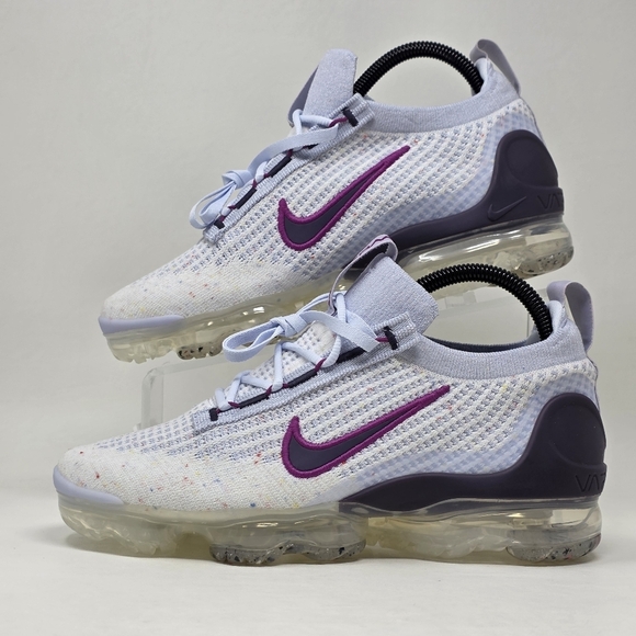 Nike Air Vapormax 2021 Flyknit Shoes Football Grey Hot Fuchsia Youth Size 7Y New - Picture 3 of 10